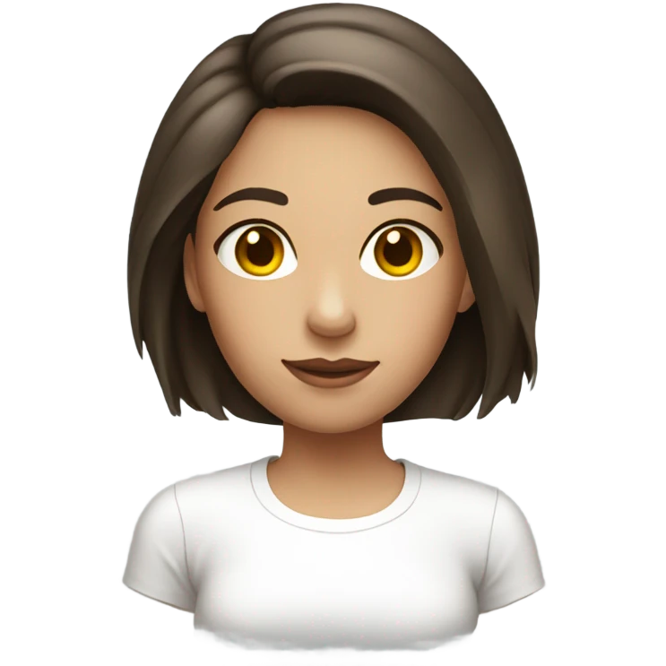 Brunette white girl in white t-shirt emoji