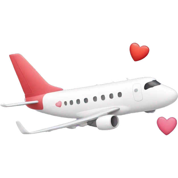 plane taking off with little hearts emoji