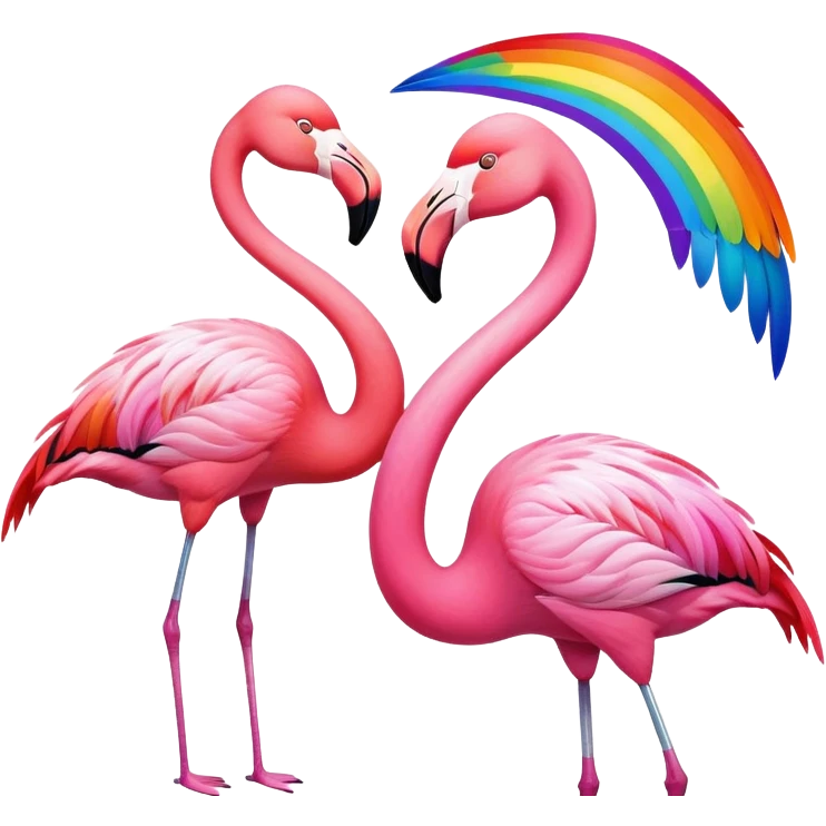 flamingo with second flamingo in rainbow  emoji