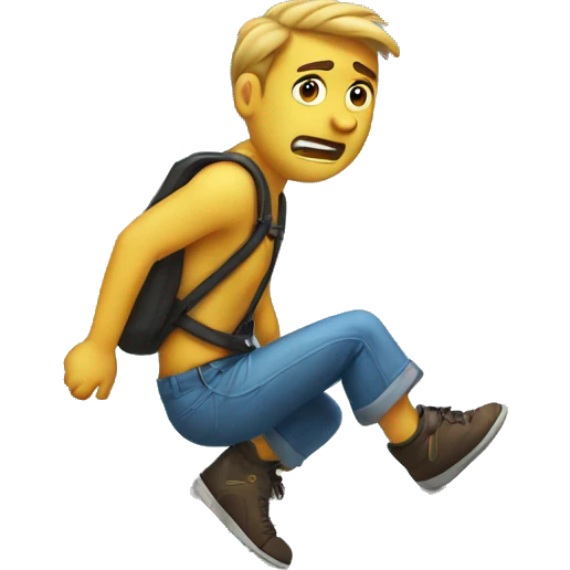 Guy jumping off of a bridge into the water below he looks very sad emoji