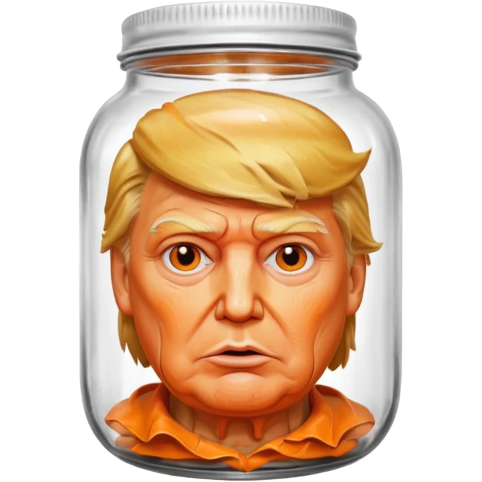 Tête de donald trump dans un pot de conserve en verre  emoji