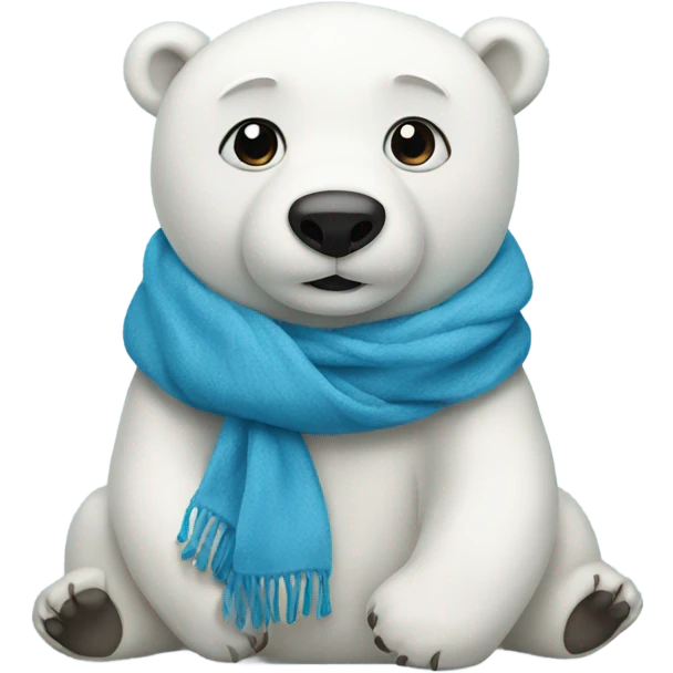 sitting polar bear in a blue scarf emoji