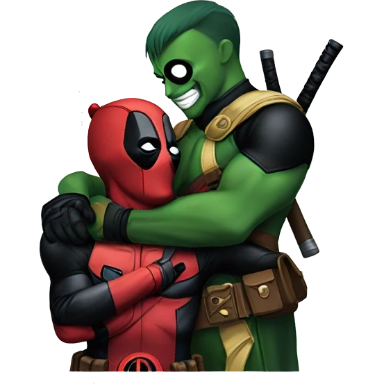 Deadpool hugging Loki emoji