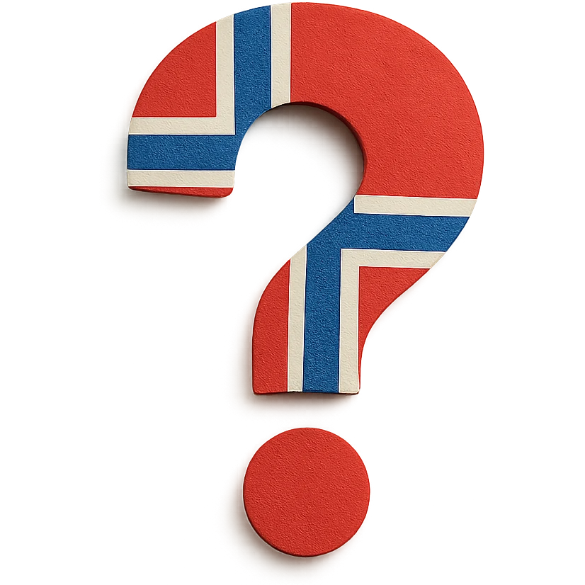 paper craft style question mark with Norwegian flag inside emoji