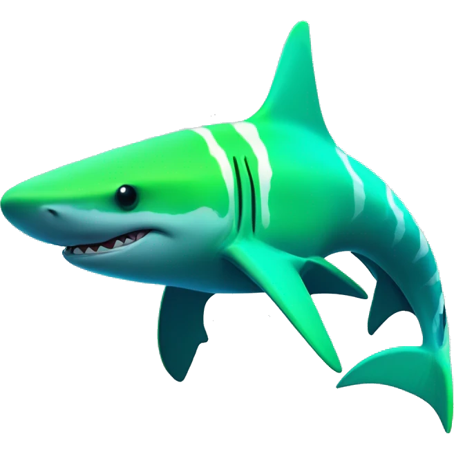 Fluorescent green colored hammerhead shark with blue zebra stripes  emoji