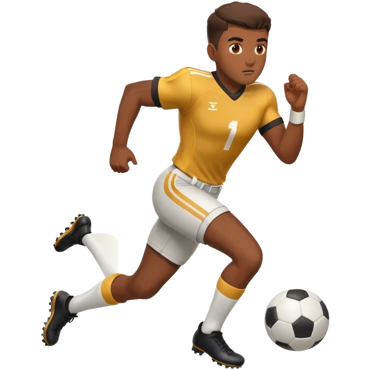 Emoji of a football player in uniform, actively running or kicking a ball, with a determined expression. emoji
