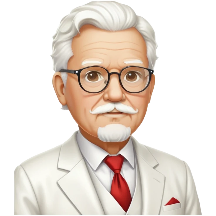 Colonel Sanders, old white man with square glasses, white goatee beard, white suit, KFC founder emoji