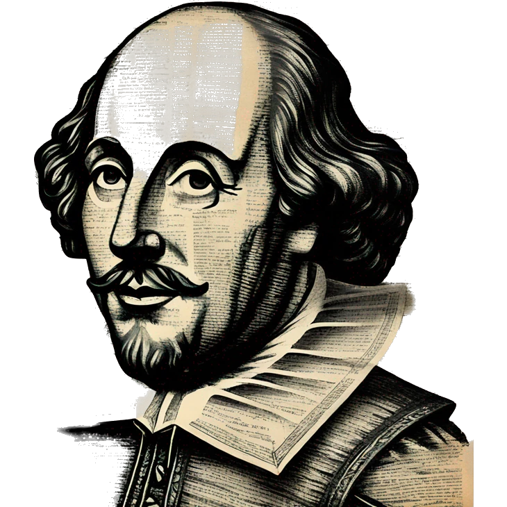 Shakespeare made of newspaper cuttings handwriting 420 hemp roses flowers plants leaves emoji