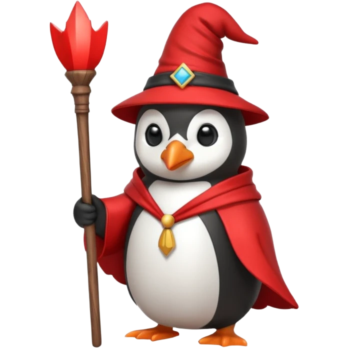 red Penguin Wizard, with youtube logo on his stick emoji