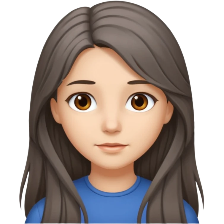 brunette girl long hair with strands of gray hairs emoji