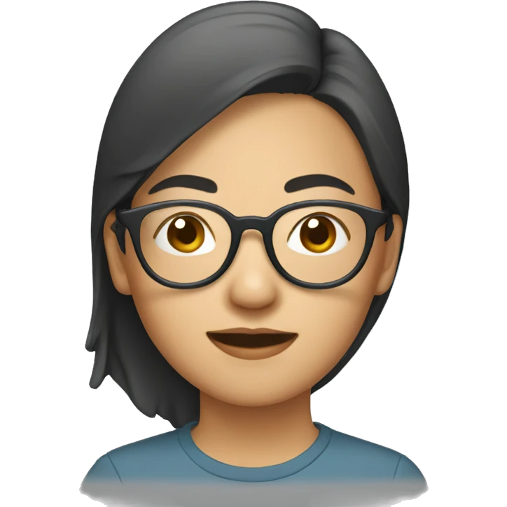 An Asian woman wears round glasse emoji