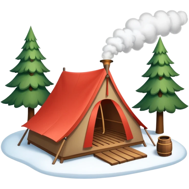 a tent that is a sauna and its smoke out the pipe
try one with snow and trees around also emoji