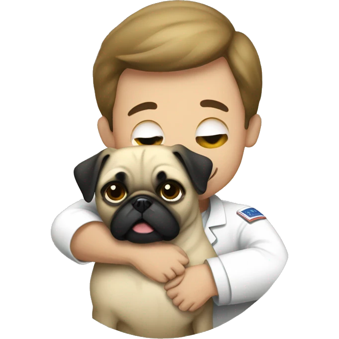 vet hugging a happy pug emoji
