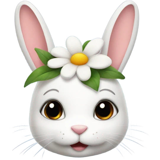 bunny with eyelashes and a flower on her head emoji