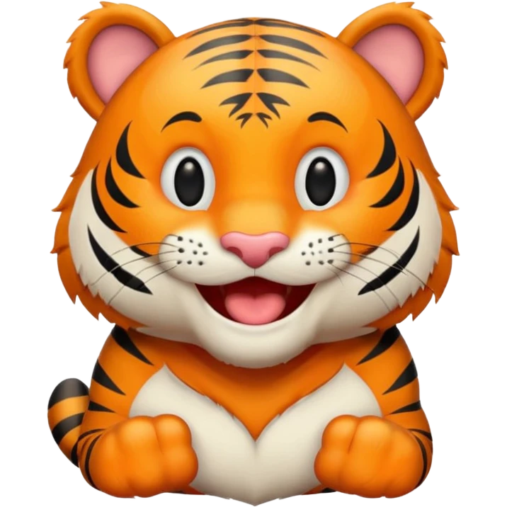 Happy tiger with big laugh emoji