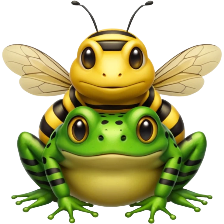 A bee sitting on a frogs head emoji