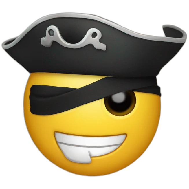 Emoji with pirate eye patch not laughing emoji