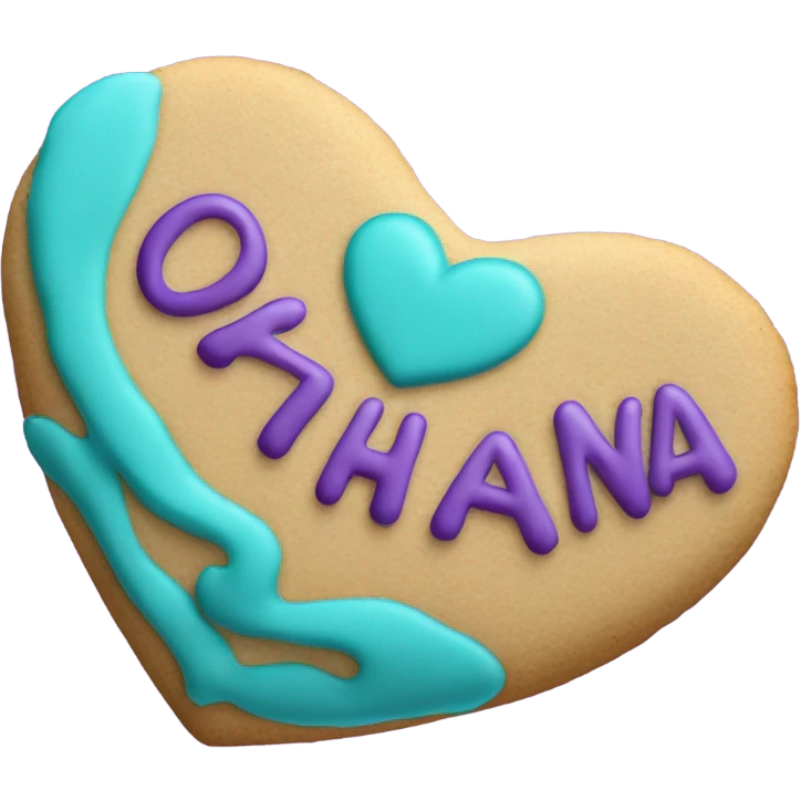 Teal purple Cookie heart with ohana emoji