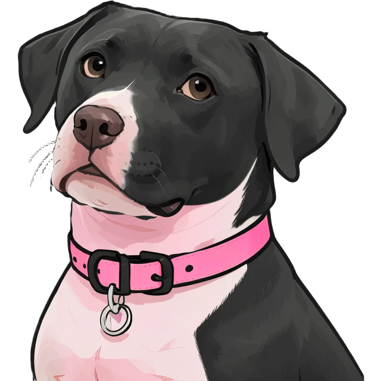 Black pit lab white chest pink collar emoji