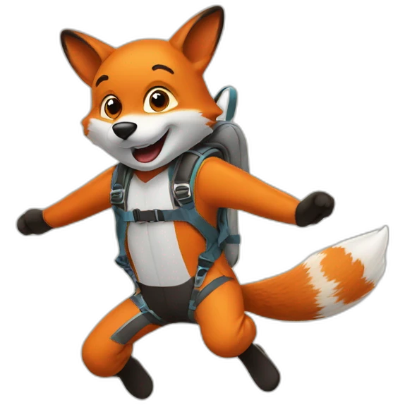Jumping fox skydiving emoji
