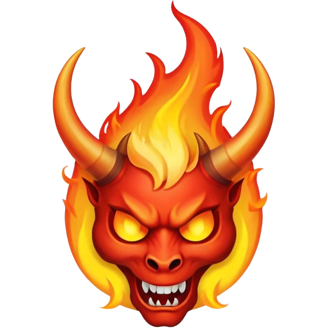 devil horn on fire logo emoji