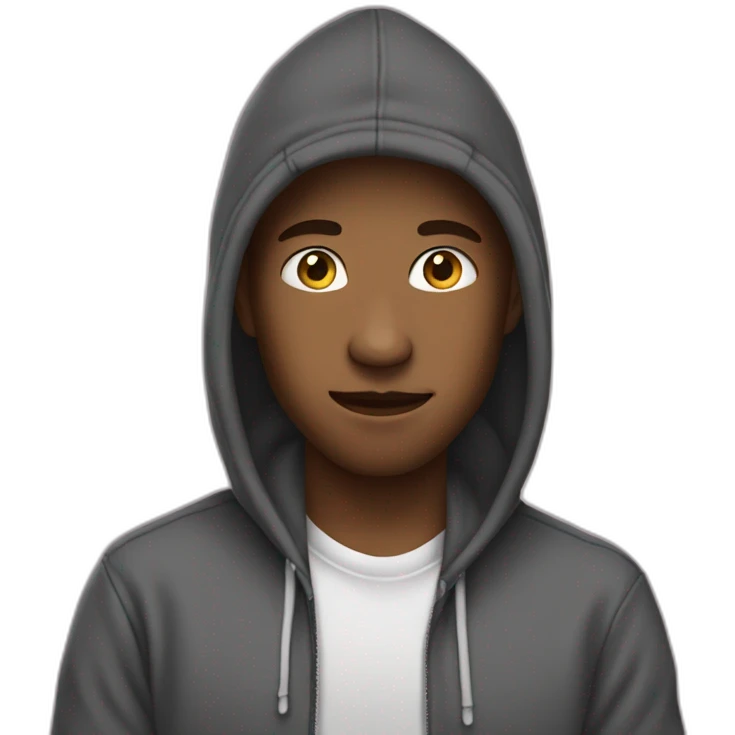 A teenage scumbag with a hoodie and rapper hand signs emoji