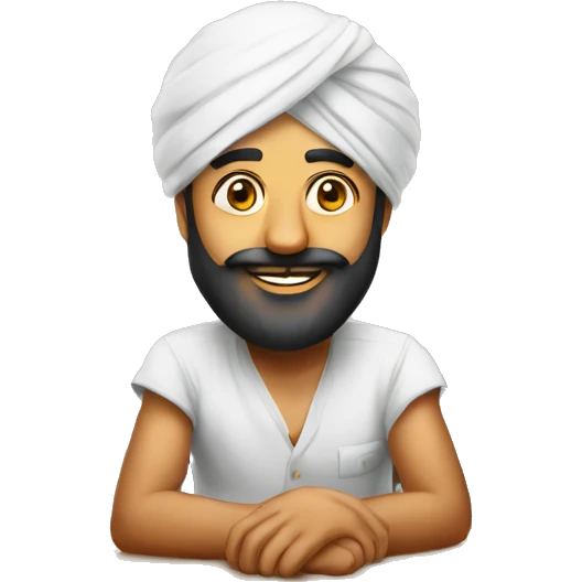 Sardar wearing turban guy sit on desk emoji