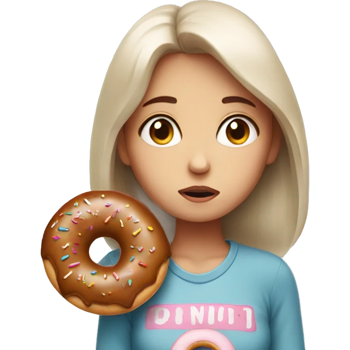 Exhausted girl with donut emoji