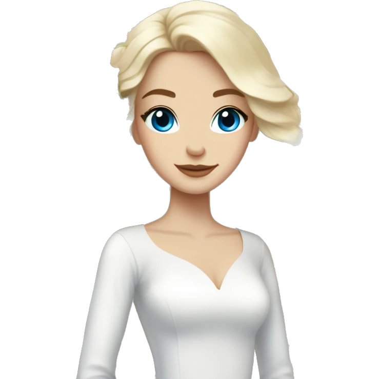 White bride with long light blonde hair and blue eyes with light pink peonies in hair white skin  emoji