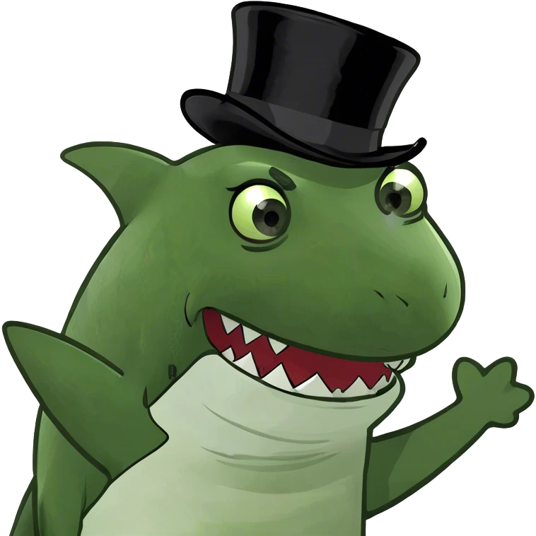 Shark with a top hat emoji