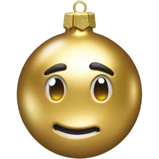 Realistic metallic Christmas gold ornament emoji