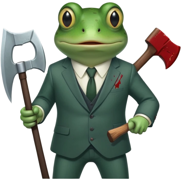 Wednesday frog looks like American psyho emoji
