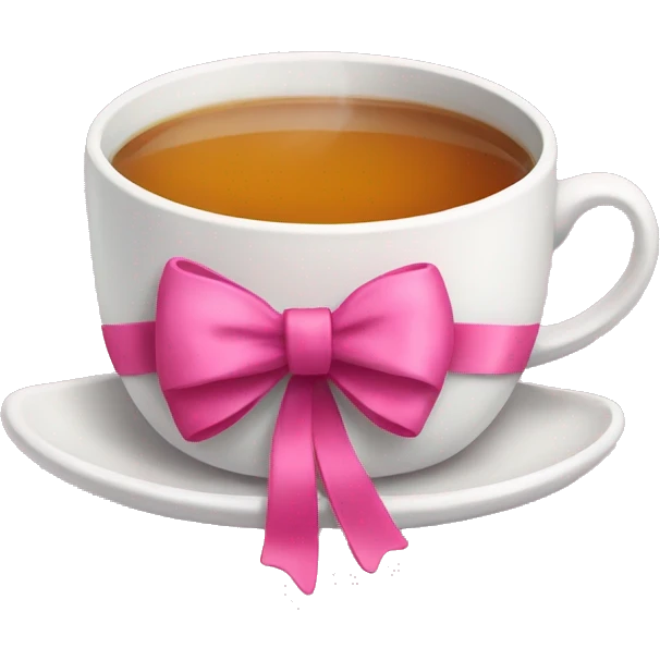 cup of tea with a pink bow emoji