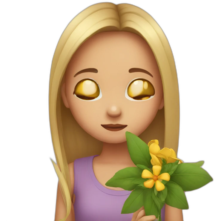 Girl smelling flower emoji