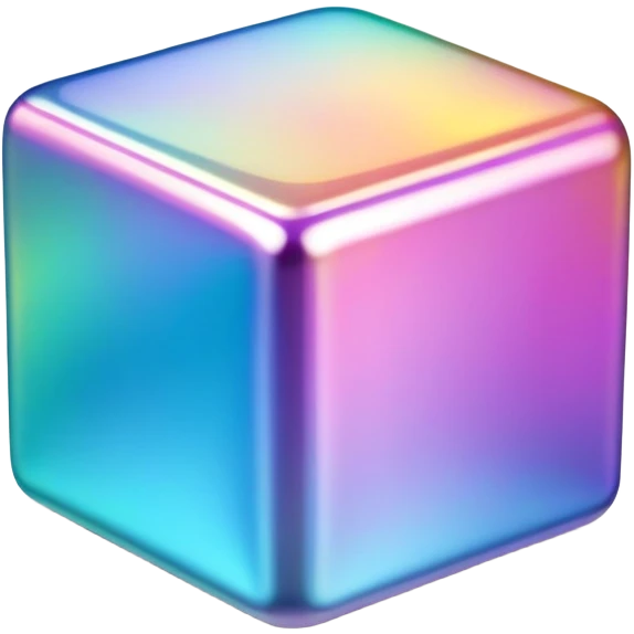 Iridescent foil cube emoji