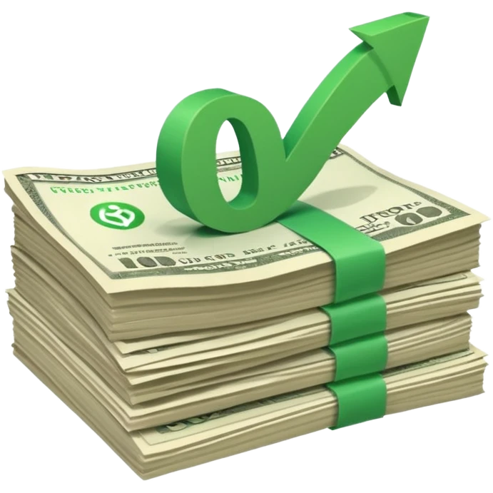 stack of bills facing up with green checkmark in the background emoji