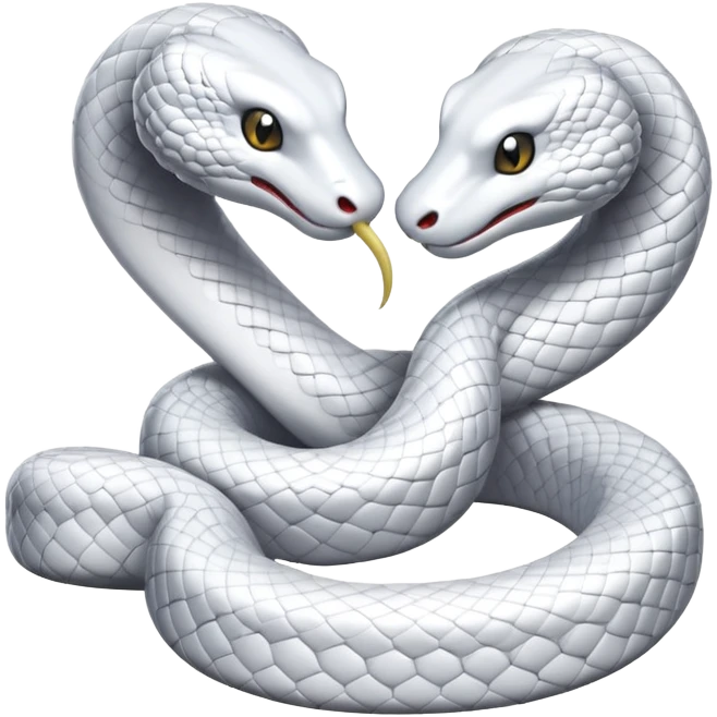 two white snakes together talking emoji