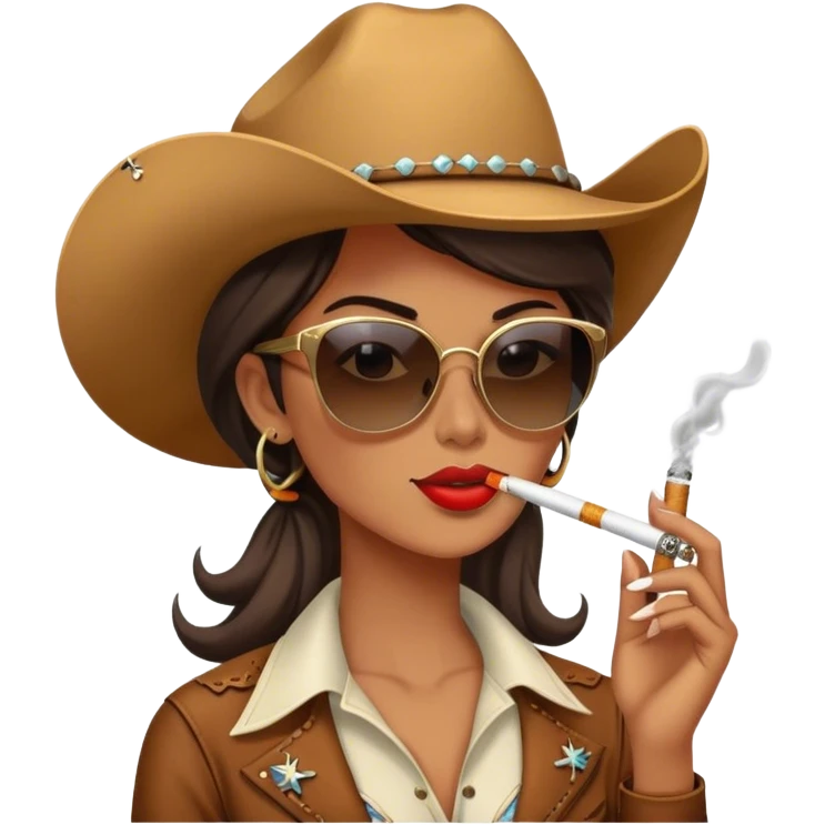 Cowgirl wearing sunglasses, smoking a cigarette emoji