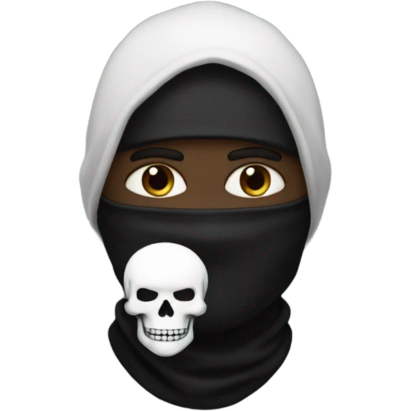 black balaclava guy with painted white skull emoji