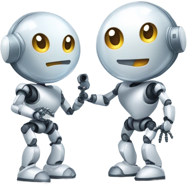 cute robot looking with the mirror in the hand  emoji