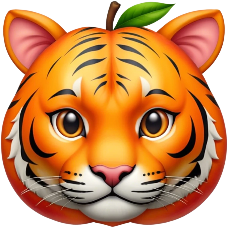 A ripe and large peach, tiger stripes pattern on it emoji
