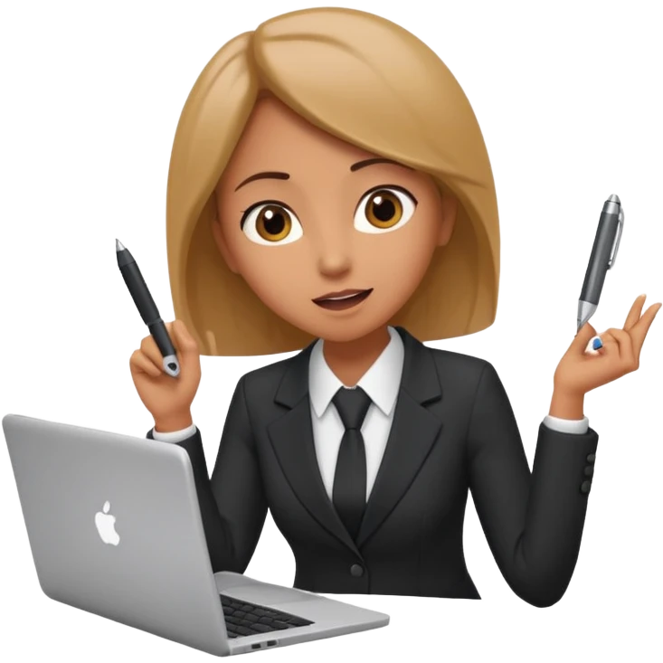 Девушка бизнесвумен на работе сидит за ноутбуком и ей предложили повышение  emoji