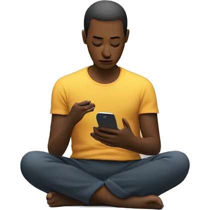person meditating next to a turned-off phone. emoji