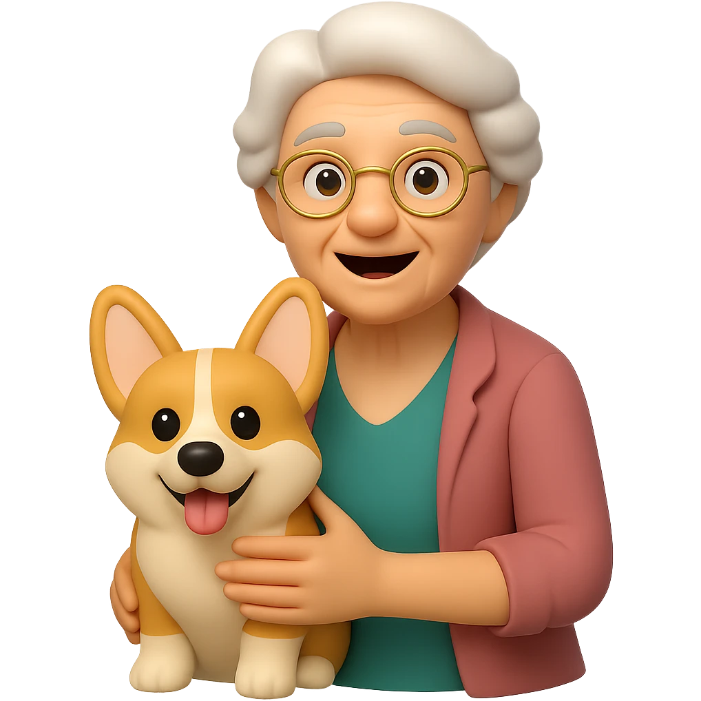 Change the dog to a corgi breed in the style of 3D emoji, keeping the rest of the image unchanged. The background should be transparent. The style should resemble microsoft style 3d fluent emojis. emoji