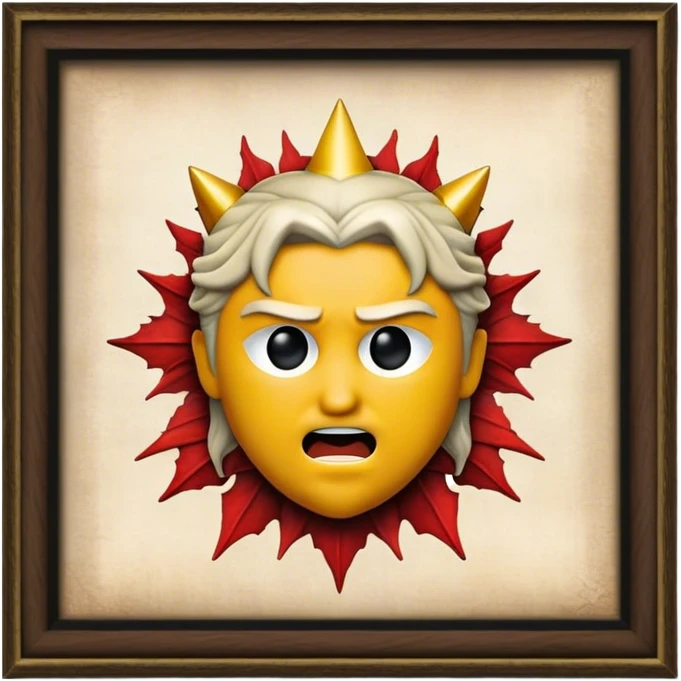 Cinematic Realistic Game of Thrones Pop Culture Emoji, featuring a dramatic, epic portrayal inspired by the fantasy series rendered with rich textures and cinematic lighting. emoji