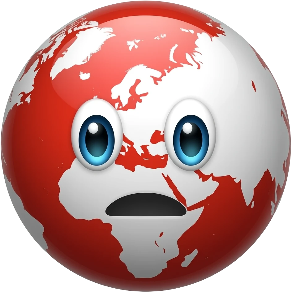 red globe with face emoji