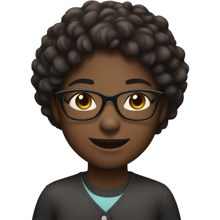 smiling dark-skinned girl with glasses emoji