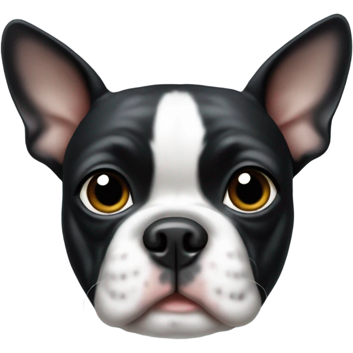boston terrier with black dot on the top of head emoji