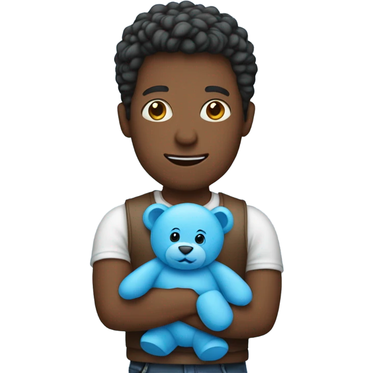 man holding blue teddy emoji