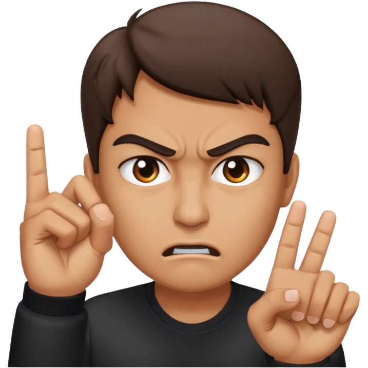 Tête en colère avec les doigts devant les yeux qui surrveille emoji